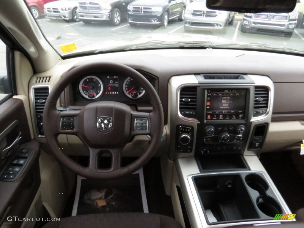 2014 1500 Big Horn Crew Cab 4x4 - Prairie Pearl Coat / Canyon Brown/Light Frost Beige photo #9