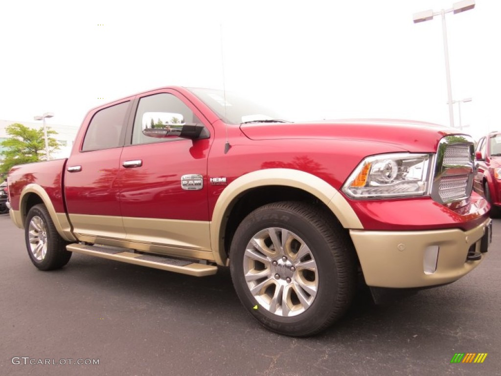 2014 1500 Laramie Longhorn Crew Cab - Deep Cherry Red Crystal Pearl / Longhorn Canyon Brown/Light Frost photo #4