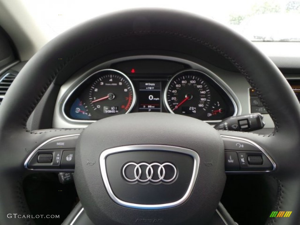 2014 Audi Q7 3.0 TFSI quattro Black Steering Wheel Photo #93361433