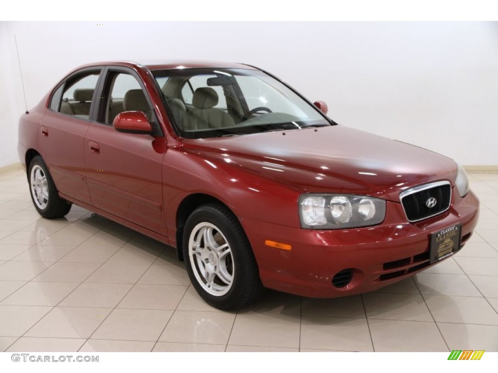 2003 Elantra GLS Sedan - Chianti Red / Beige photo #1