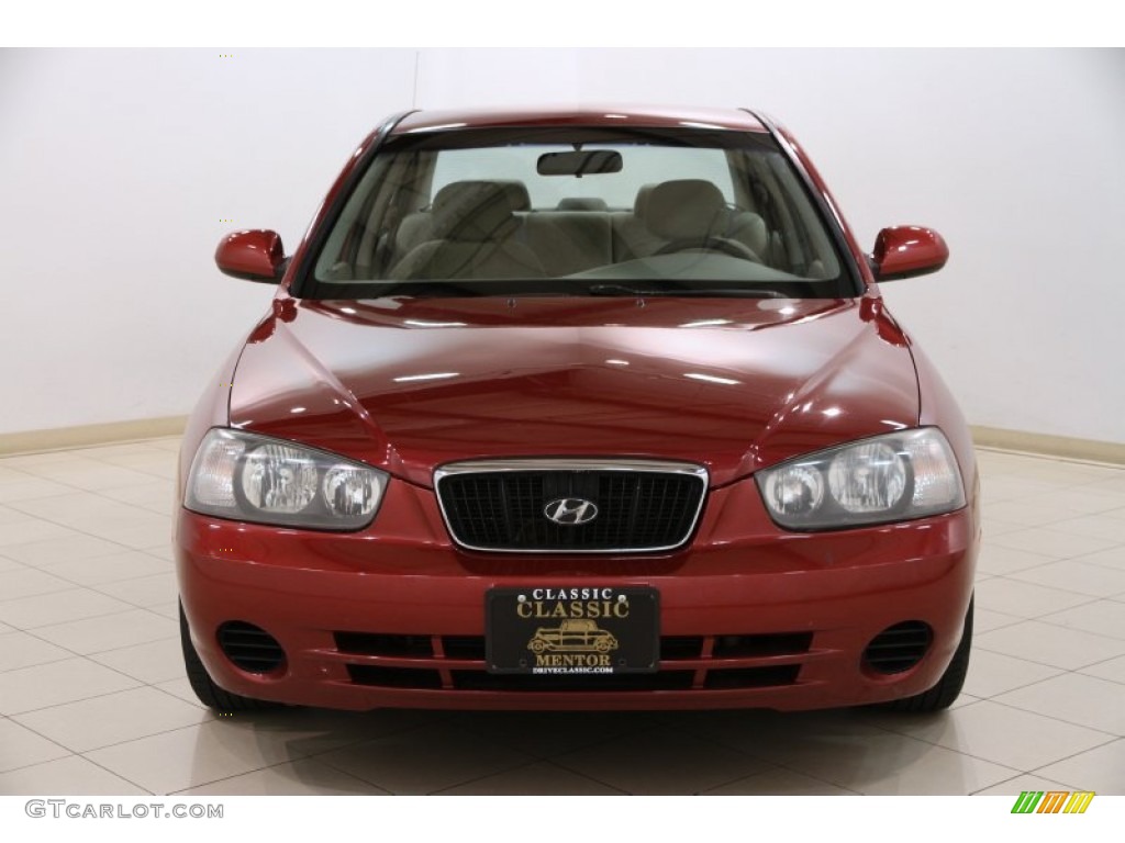 2003 Elantra GLS Sedan - Chianti Red / Beige photo #2