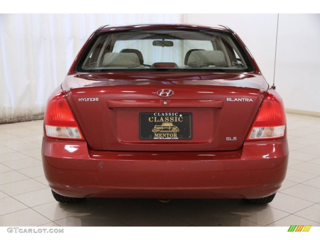 2003 Elantra GLS Sedan - Chianti Red / Beige photo #13