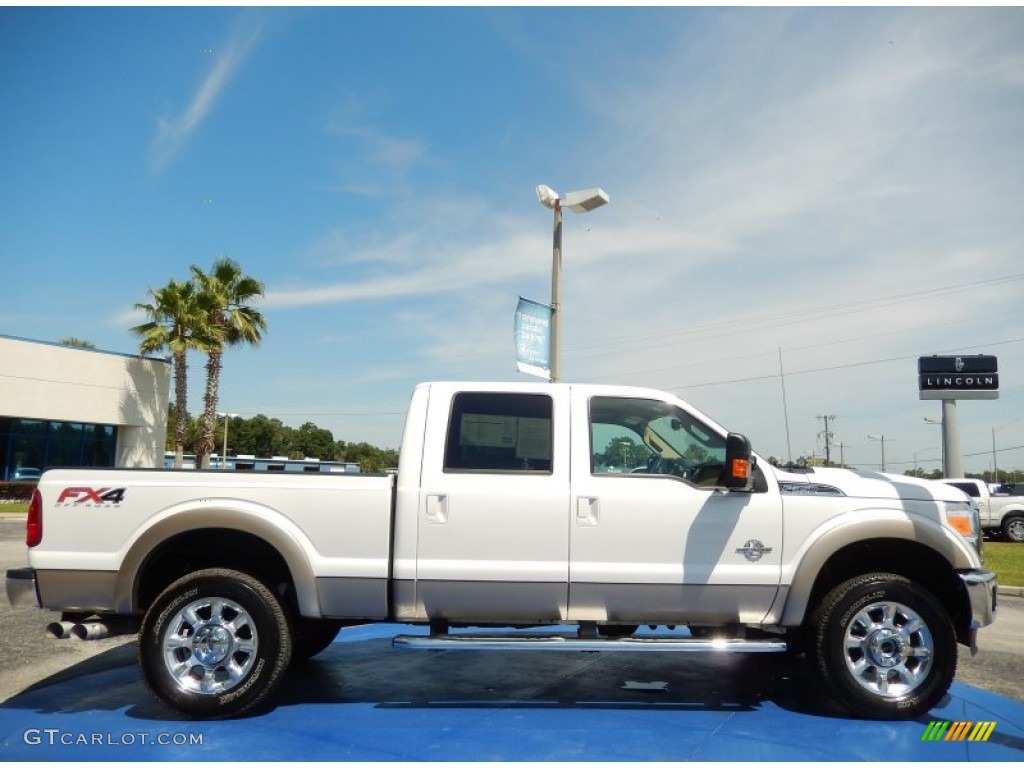 2012 F350 Super Duty Lariat Crew Cab 4x4 - White Platinum Metallic Tri-Coat / Adobe photo #7