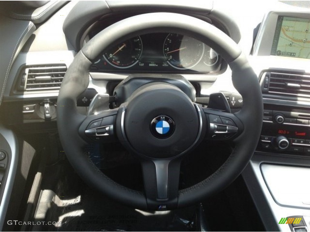 2015 BMW 6 Series 640i Convertible Black Steering Wheel Photo #93371273