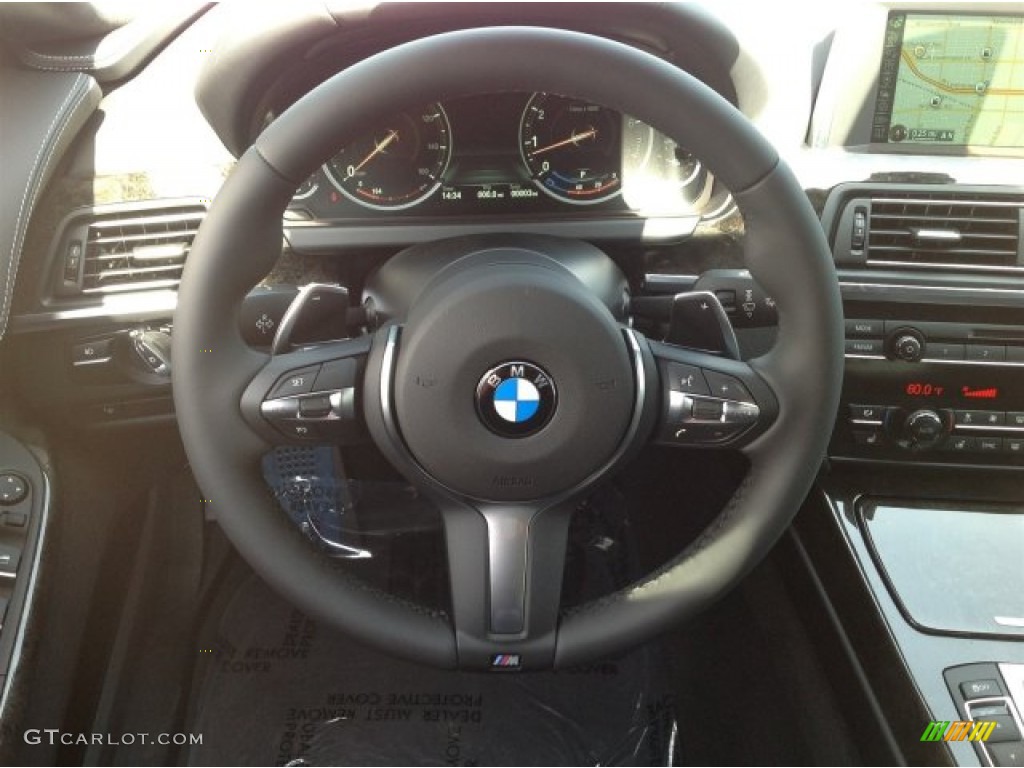 2015 BMW 6 Series 640i Gran Coupe Black Steering Wheel Photo #93371396