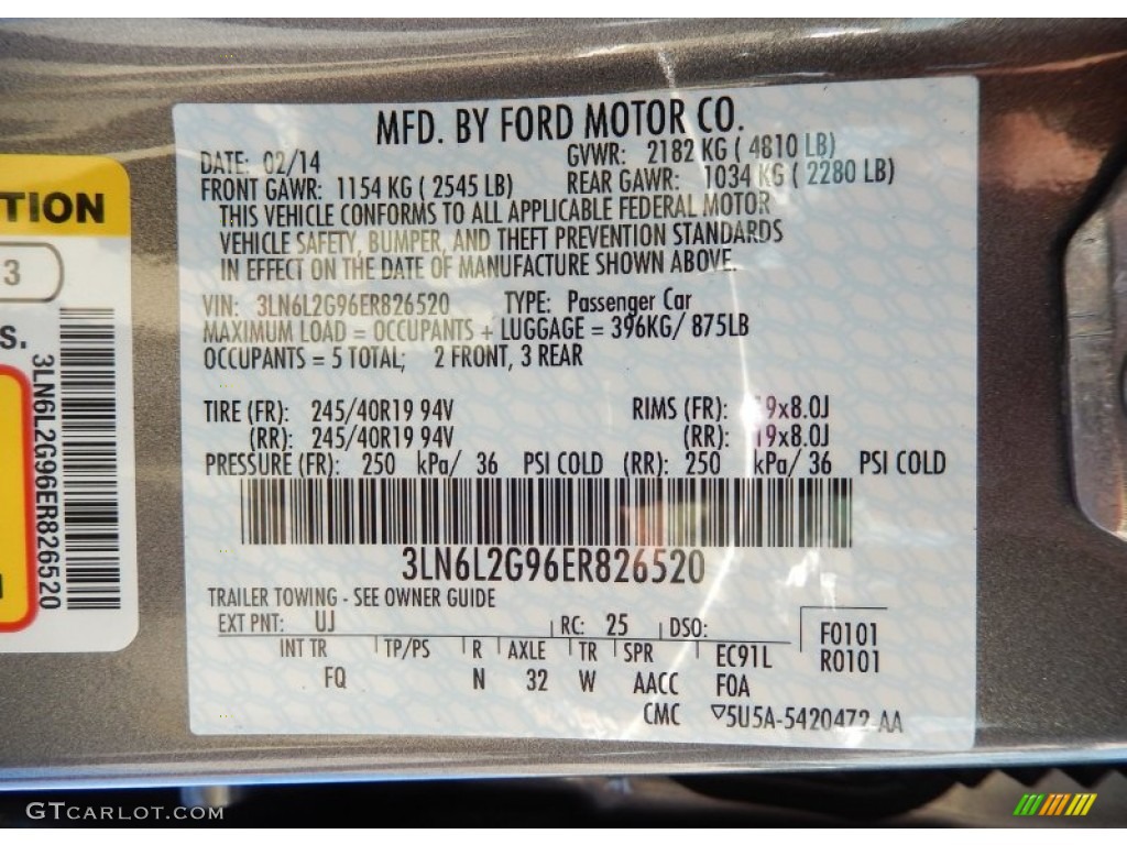 2014 MKZ Color Code UJ for Sterling Gray Photo #93374963