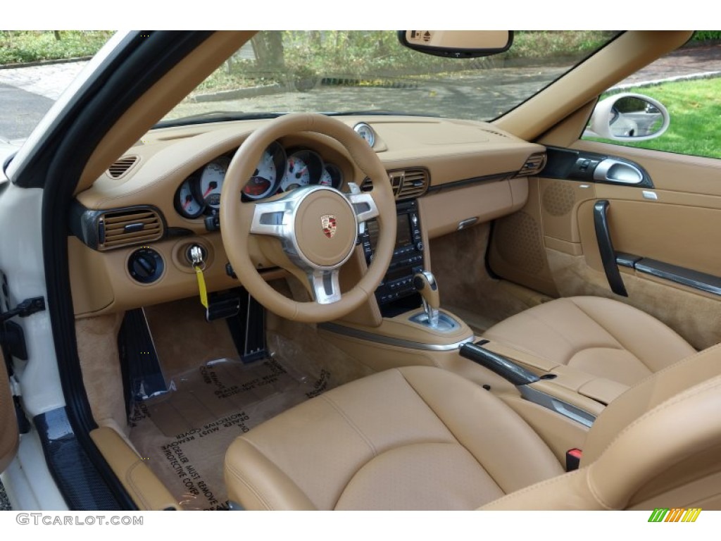 Sand Beige Interior 2010 Porsche 911 Turbo Cabriolet Photo #93392494