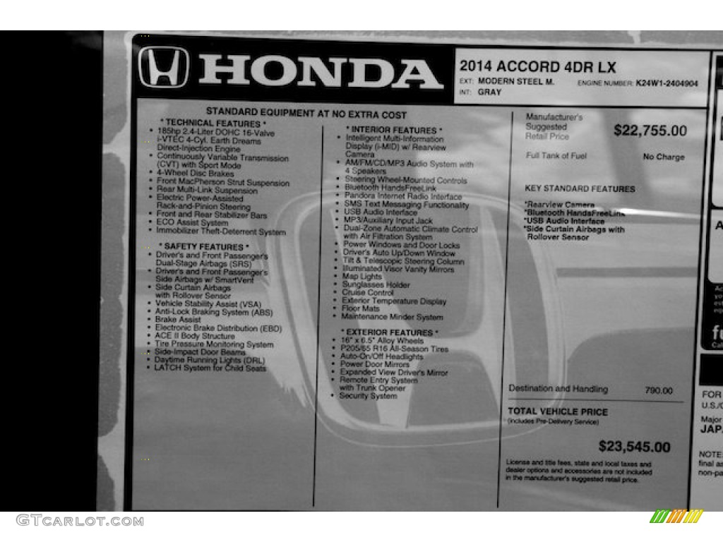 2014 Accord LX Sedan - Modern Steel Metallic / Gray photo #18