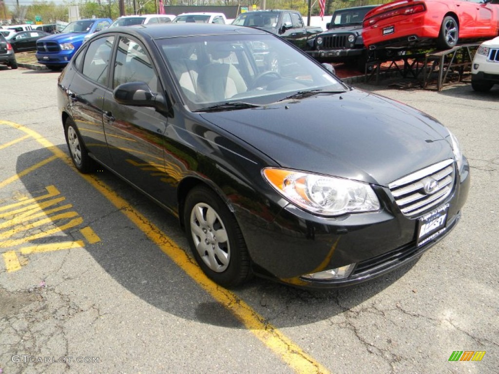 2009 Elantra SE Sedan - Black Pearl / Gray photo #4