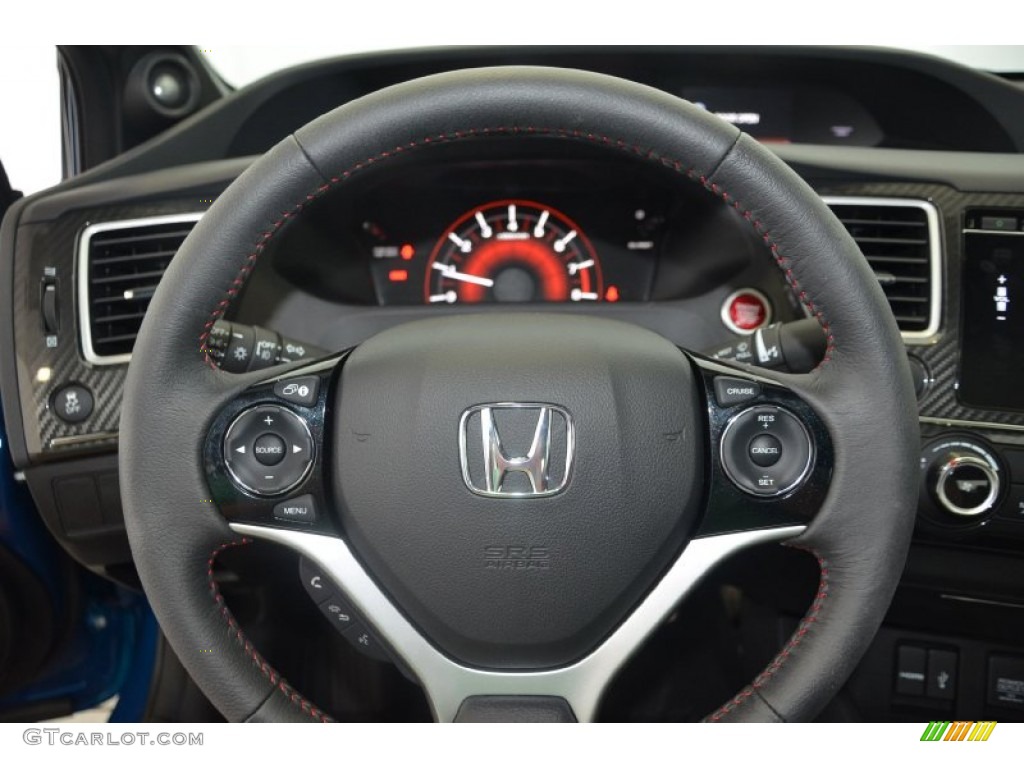 2014 Honda Civic Si Sedan Black/Red Steering Wheel Photo #93408478