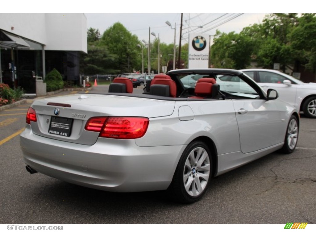 2011 3 Series 328i Convertible - Titanium Silver Metallic / Coral Red/Black Dakota Leather photo #4