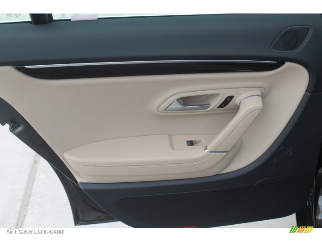 2014 Volkswagen CC V6 Executive 4Motion Desert Beige/Black Door Panel Photo #93414551