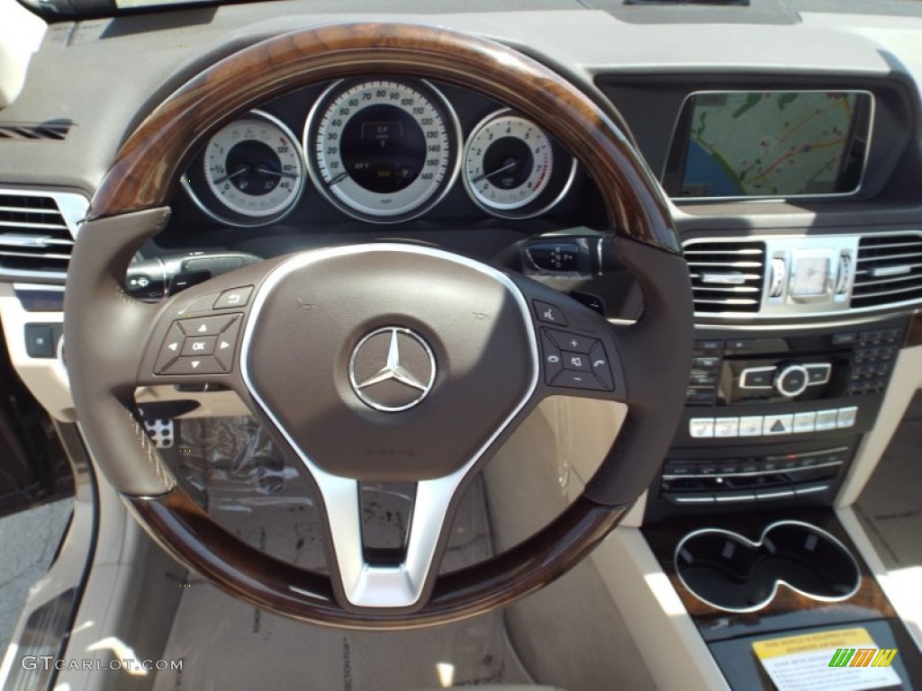 2014 Mercedes-Benz E 350 Cabriolet Silk Beige/Espresso Brown Steering Wheel Photo #93420215