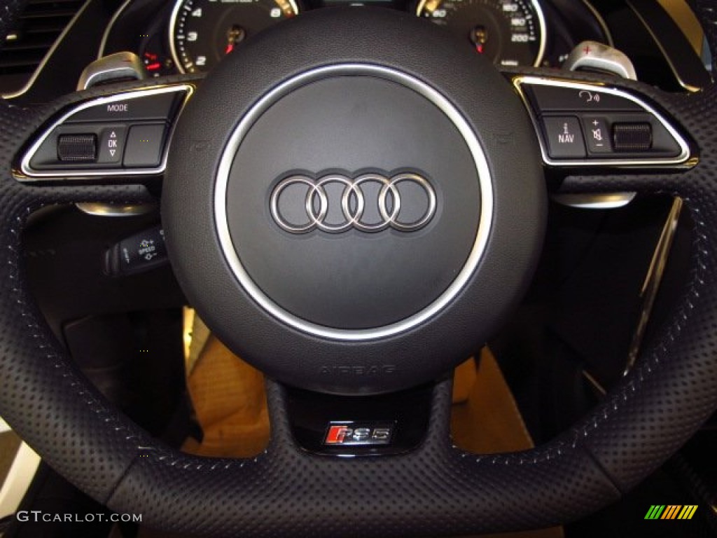 2014 Audi RS 5 Cabriolet quattro Black/Rock Gray Steering Wheel Photo #93421457