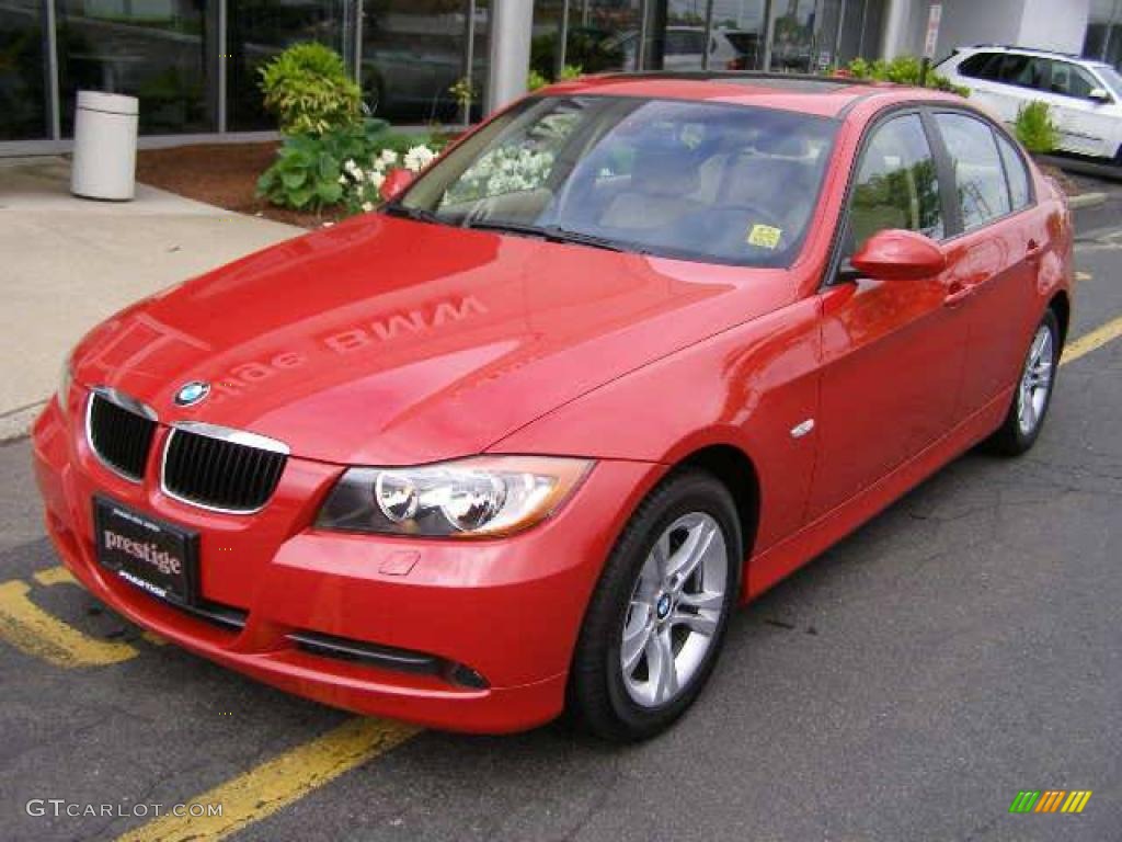 2008 3 Series 328xi Sedan - Crimson Red / Beige photo #2