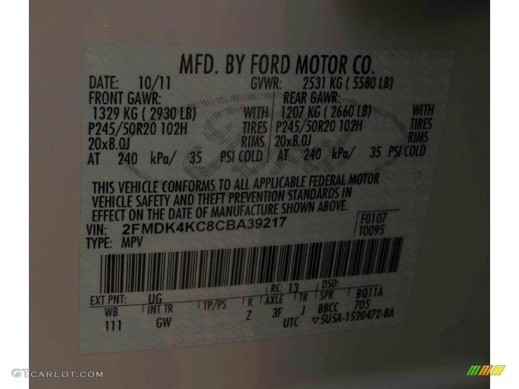 2012 Edge Limited AWD - White Platinum Metallic Tri-Coat / Charcoal Black photo #36