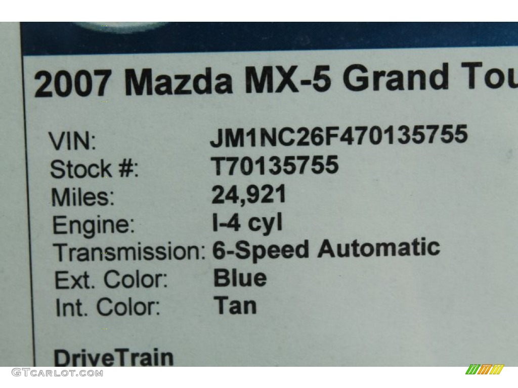 2007 MX-5 Miata Grand Touring Roadster - Stormy Blue Mica / Tan photo #30