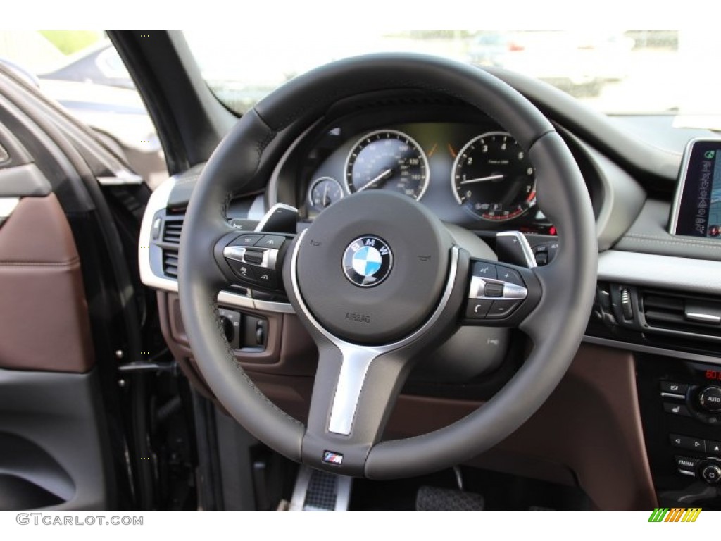2014 BMW X5 xDrive50i Mocha Steering Wheel Photo #93442687