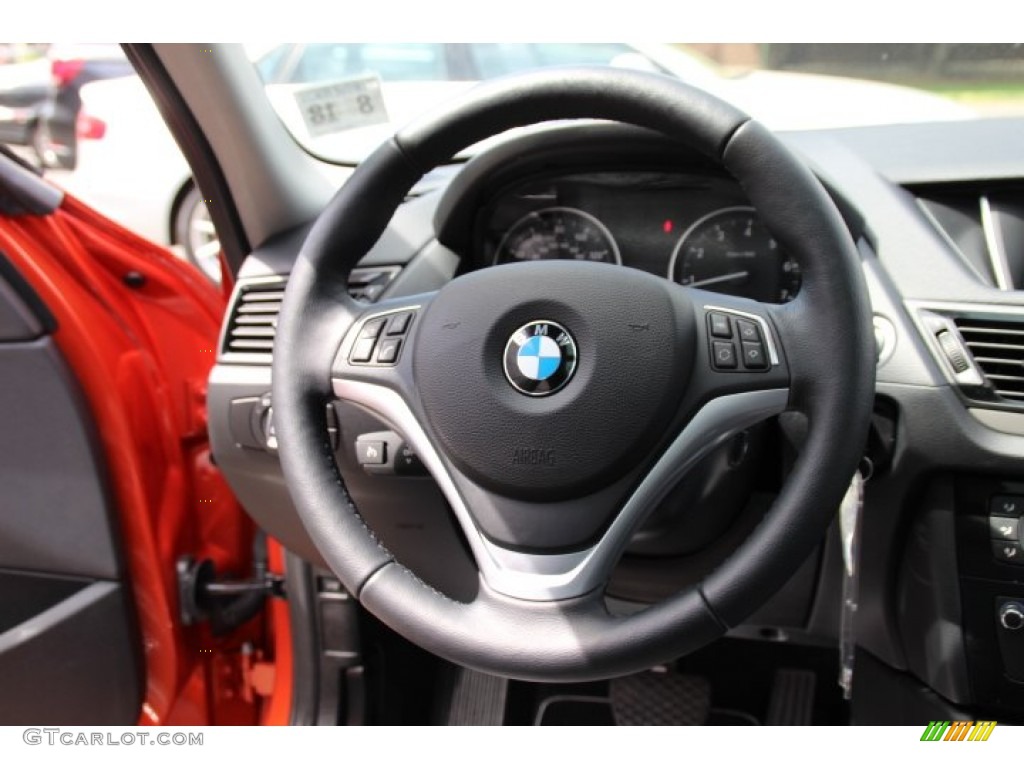 2014 BMW X1 xDrive28i Black Steering Wheel Photo #93446326
