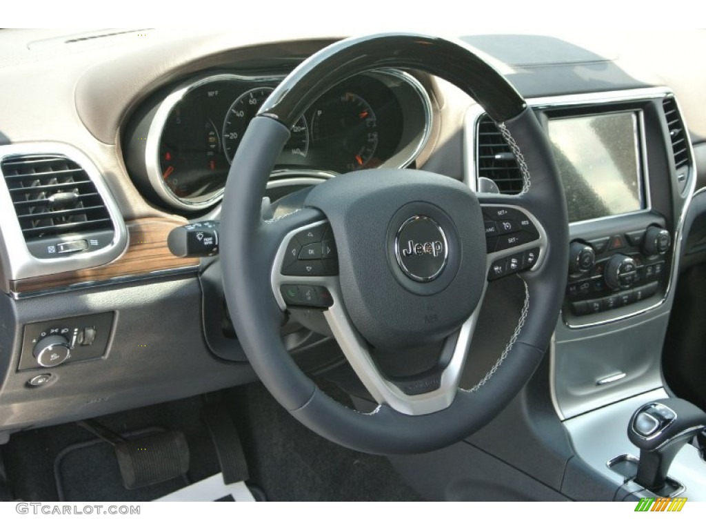 2014 Jeep Grand Cherokee Overland 4x4 Overland Vesuvio Indigo Blue/Jeep Brown Steering Wheel Photo #93466927