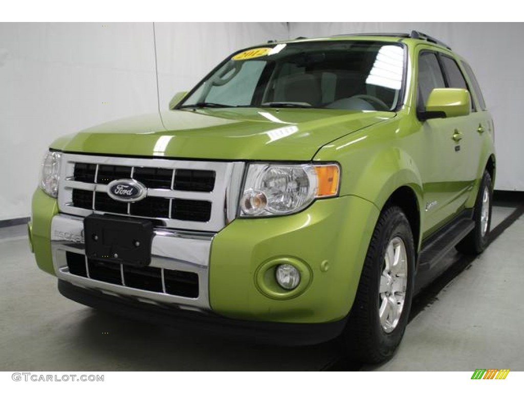 2012 Escape Hybrid Limited - Lime Squeeze Metallic / Stone photo #2