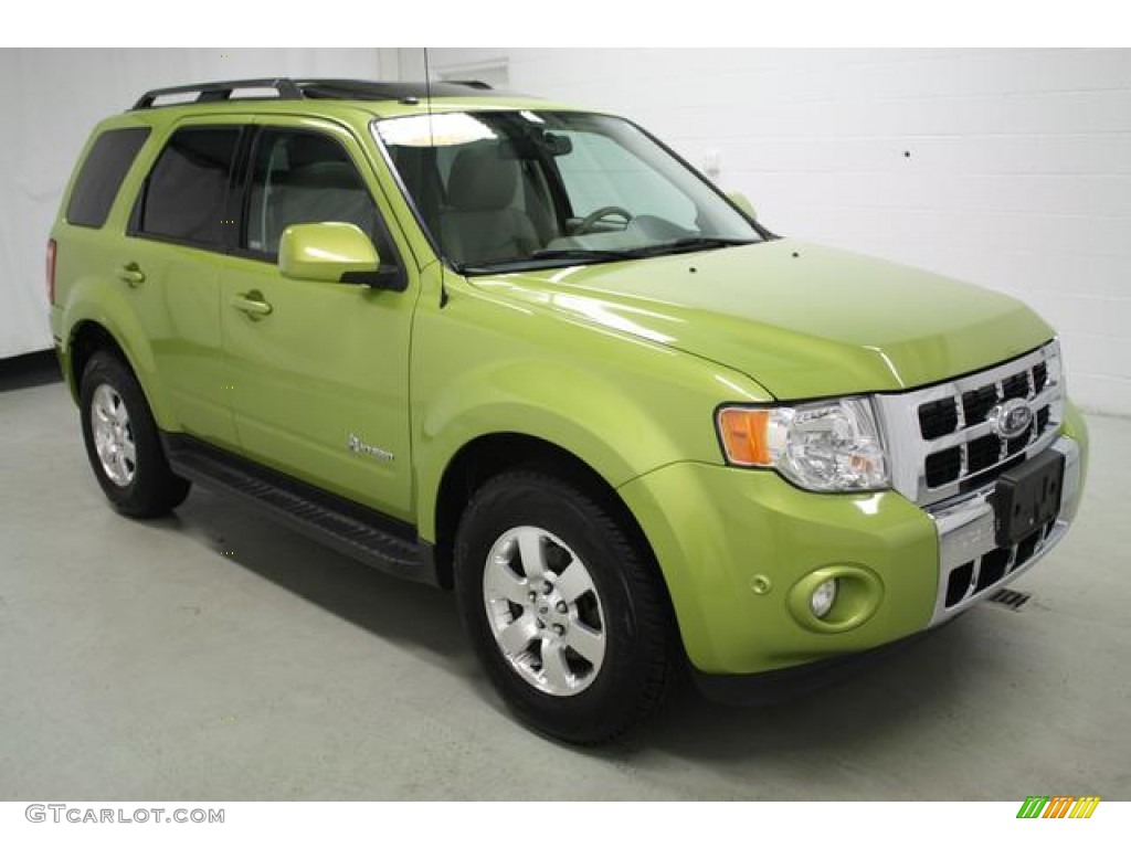 2012 Escape Hybrid Limited - Lime Squeeze Metallic / Stone photo #6