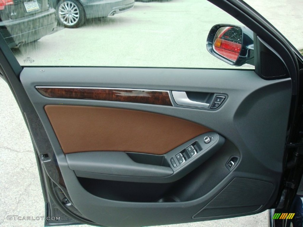 2014 Audi A4 2.0T quattro Sedan Chestnut Brown/Black Door Panel Photo #93480151