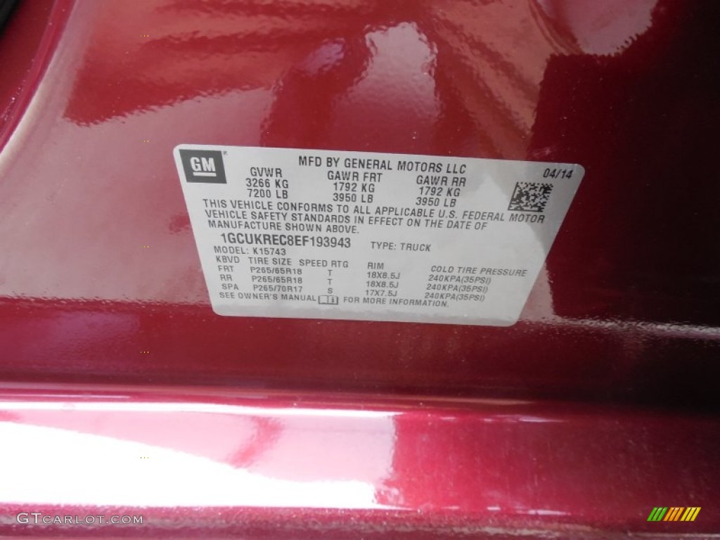 2014 Chevrolet Silverado 1500 LT Crew Cab 4x4 Info Tag Photo #93484115
