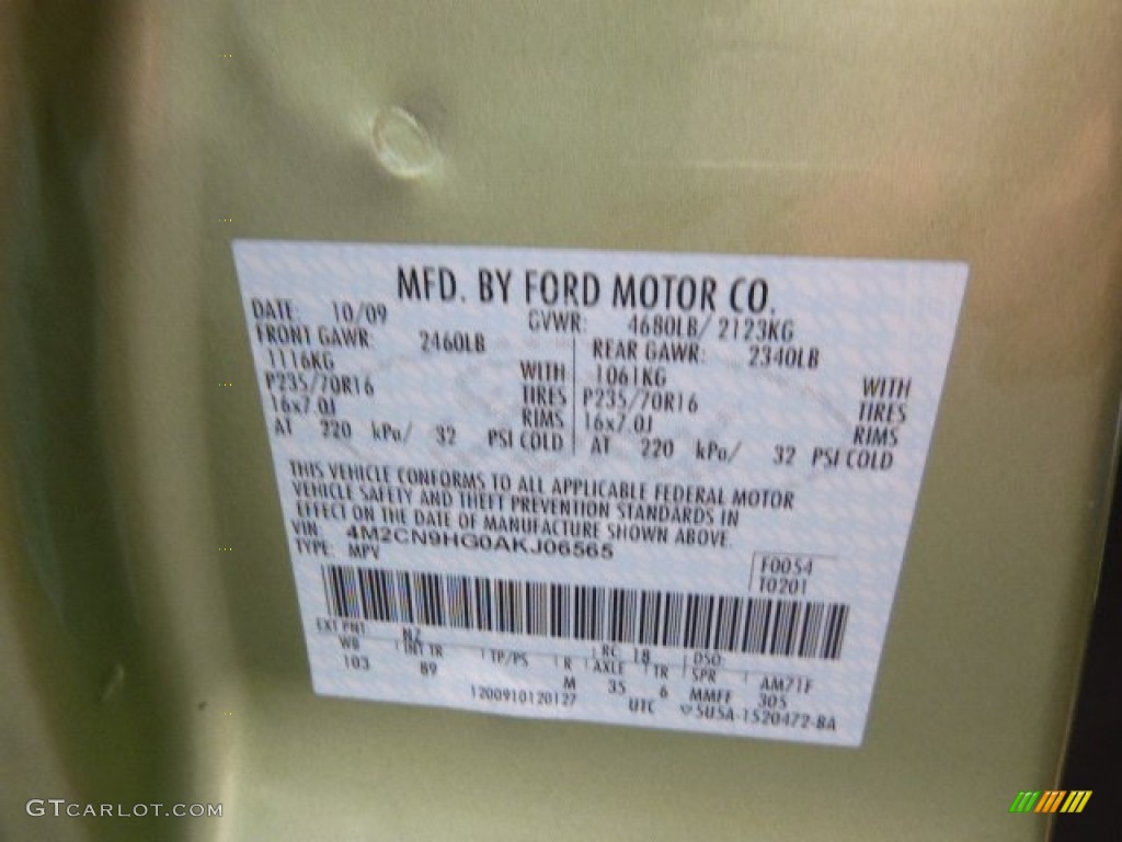 2010 Mariner V6 Premier 4WD - Kiwi Green Metallic / Black photo #20