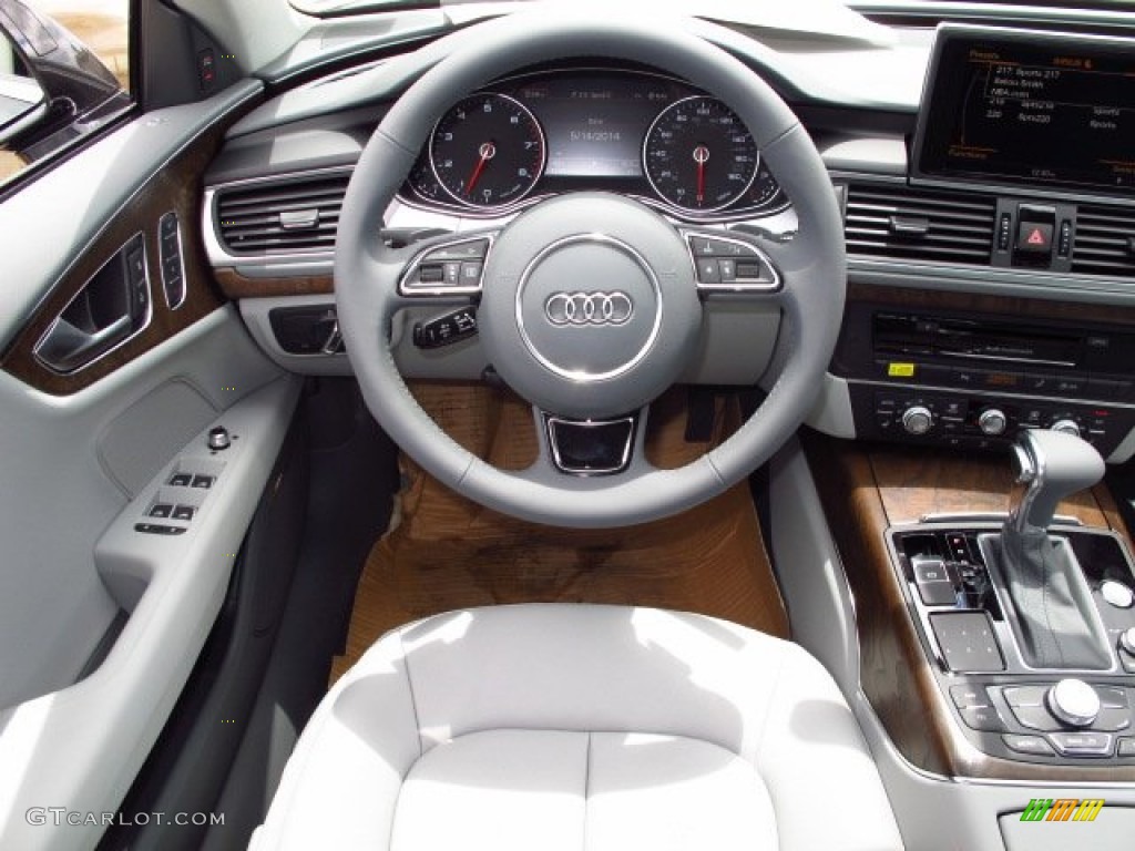 2014 Audi A7 3.0T quattro Premium Plus Titanium Gray Steering Wheel Photo #93500159