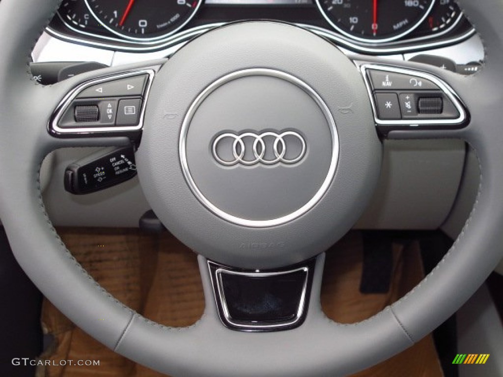 2014 Audi A7 3.0T quattro Premium Plus Titanium Gray Steering Wheel Photo #93500249
