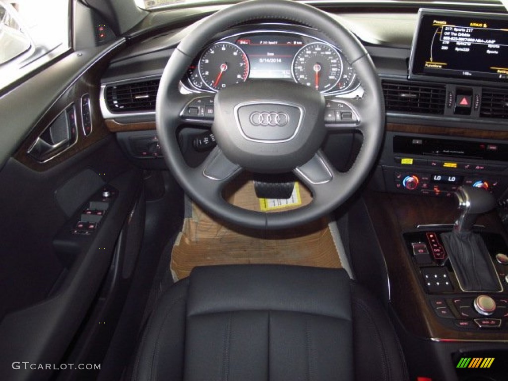 2014 Audi A7 3.0T quattro Prestige Black Steering Wheel Photo #93501035