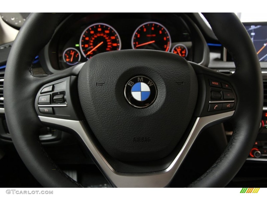 2014 BMW X5 xDrive35i Ivory White Steering Wheel Photo #93501383