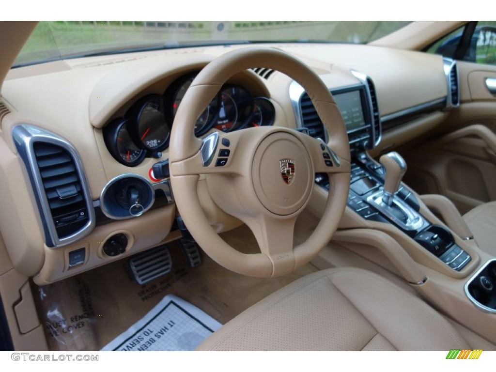 2011 Porsche Cayenne S Luxor Beige Steering Wheel Photo #93506897