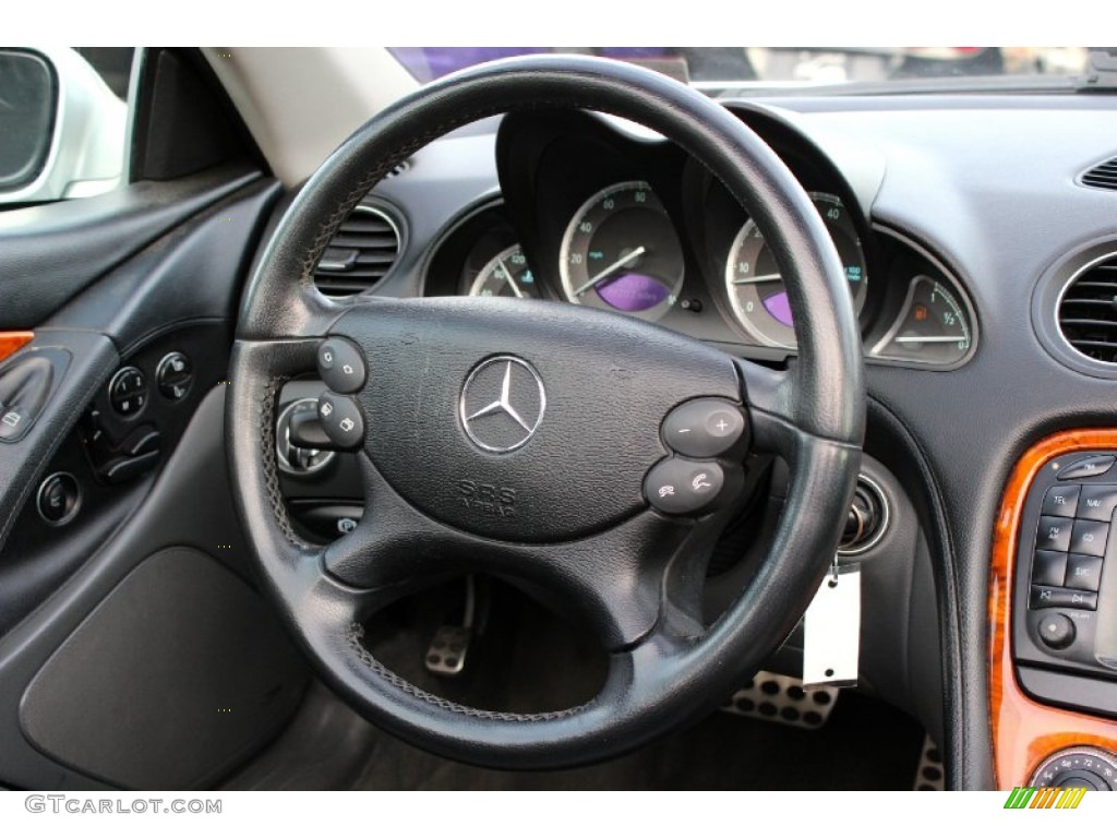 2003 Mercedes-Benz SL 500 Roadster Charcoal Steering Wheel Photo #93511354