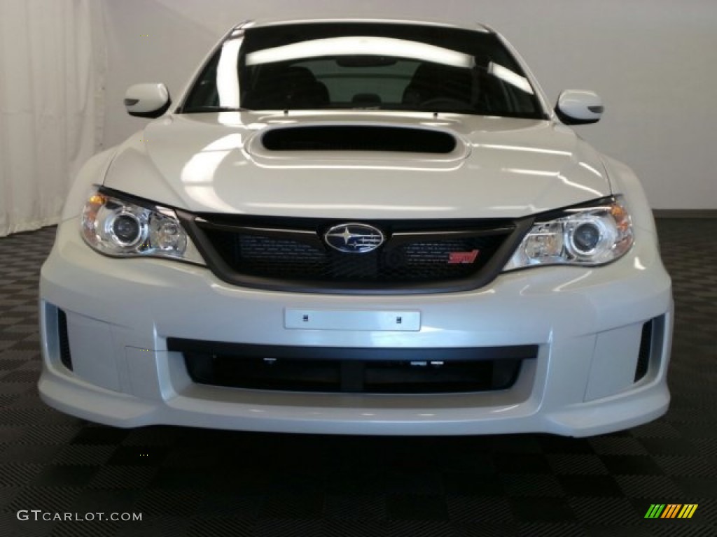 2014 Impreza WRX STi 4 Door - Satin White Pearl / STI Black Alcantara/ Carbon Black Leather photo #5