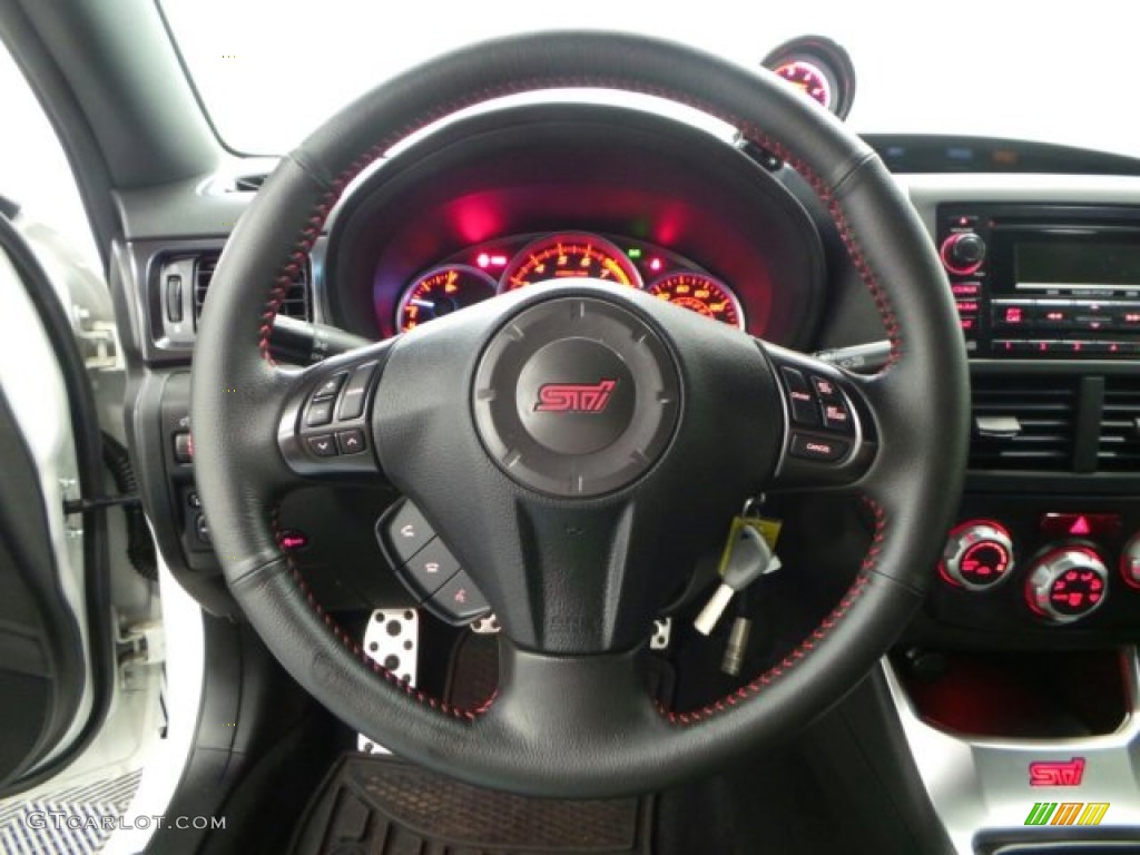 2014 Impreza WRX STi 4 Door - Satin White Pearl / STI Black Alcantara/ Carbon Black Leather photo #21