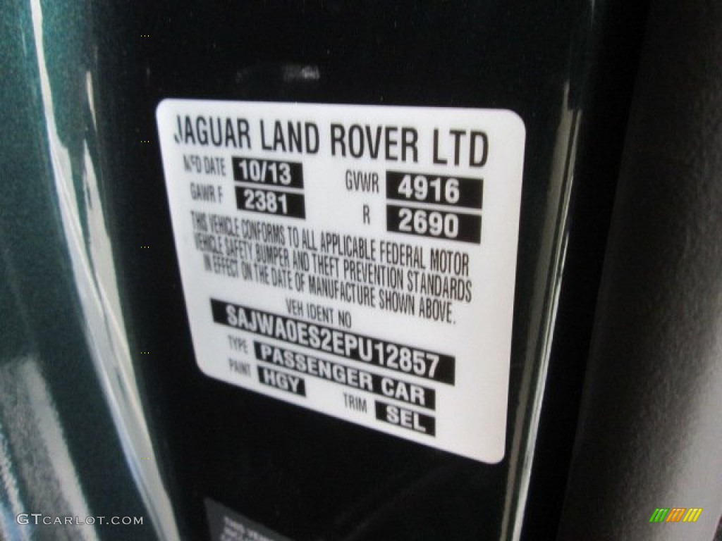 2014 XF Color Code HGY for British Racing Green Metallic Photo #93519830