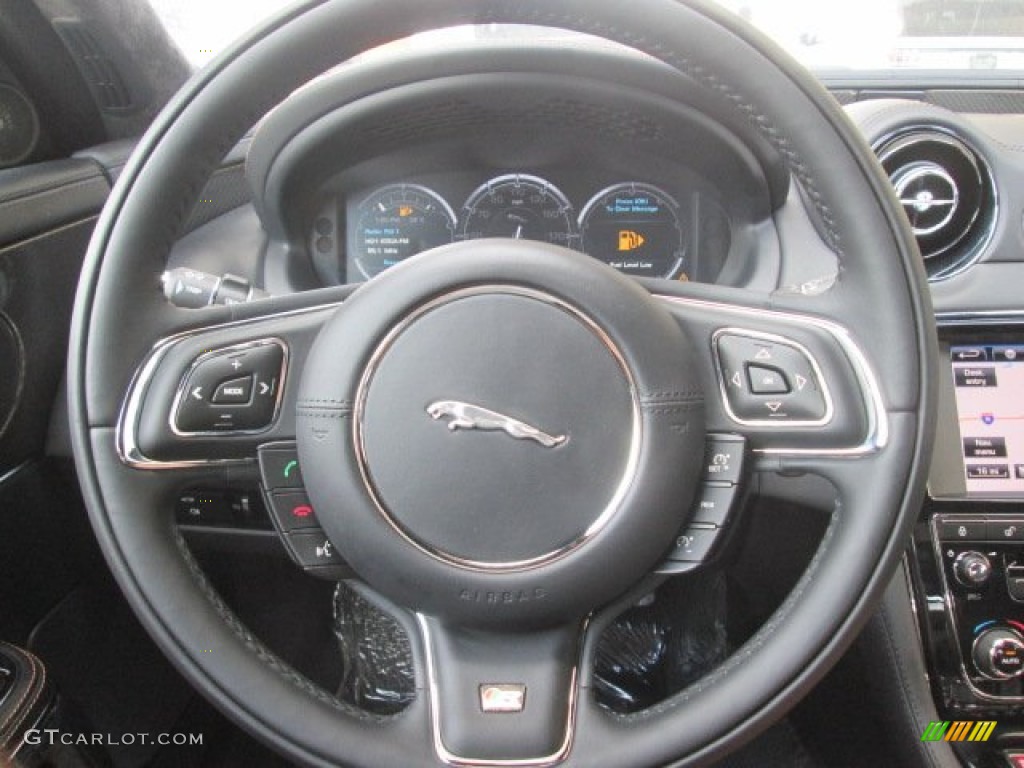 2014 Jaguar XJ XJR LWB Jet Steering Wheel Photo #93519992