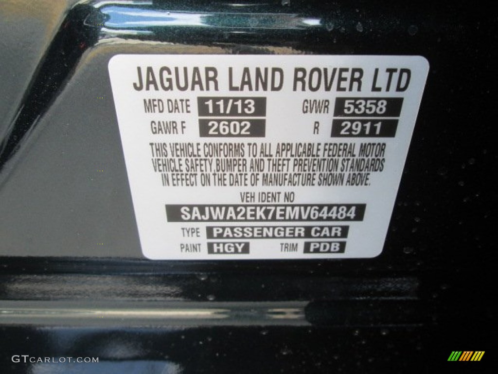 2014 XJ Color Code HGY for British Racing Green Metallic Photo #93519998