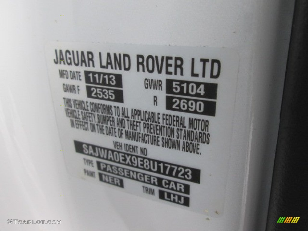 2014 Jaguar XF 3.0 Color Code Photos