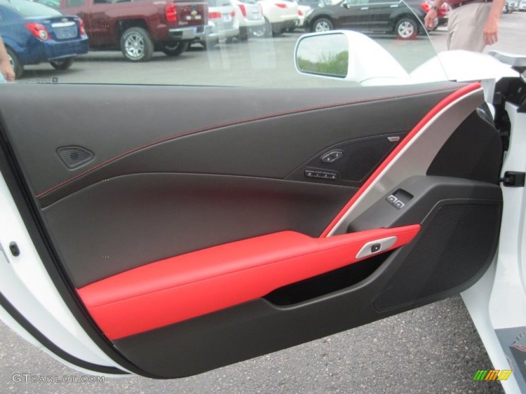 2014 Chevrolet Corvette Stingray Coupe Z51 Adrenaline Red Door Panel Photo #93525862