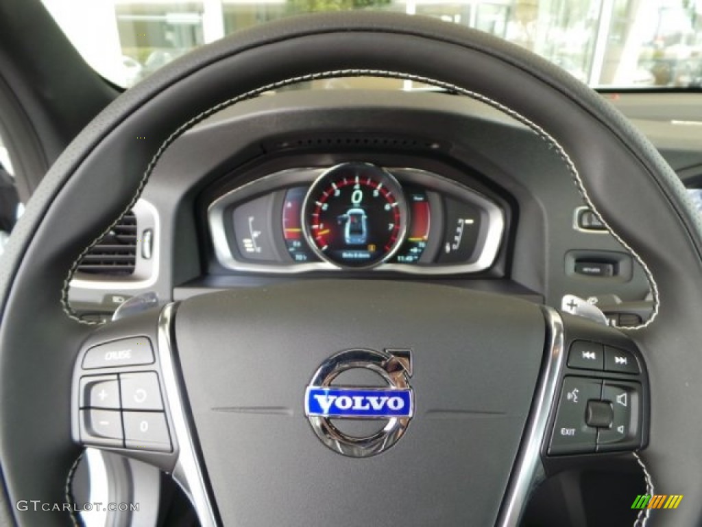 2015 Volvo S60 T6 AWD R-Design Off-Black Steering Wheel Photo #93548280
