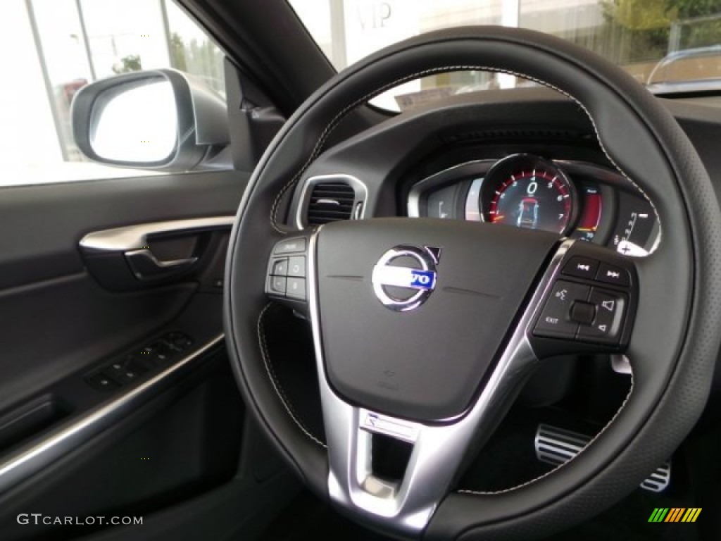 2015 Volvo S60 T6 AWD R-Design Off-Black Steering Wheel Photo #93548389