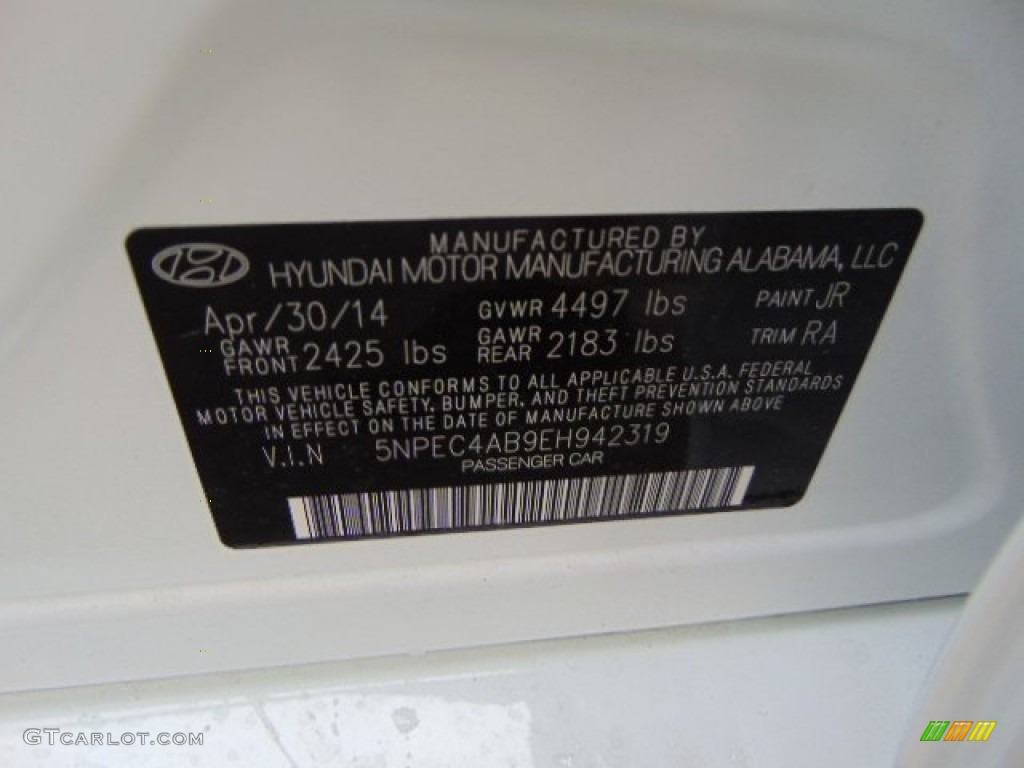 2014 Sonata Limited 2.0T - Pearl White / Gray photo #20