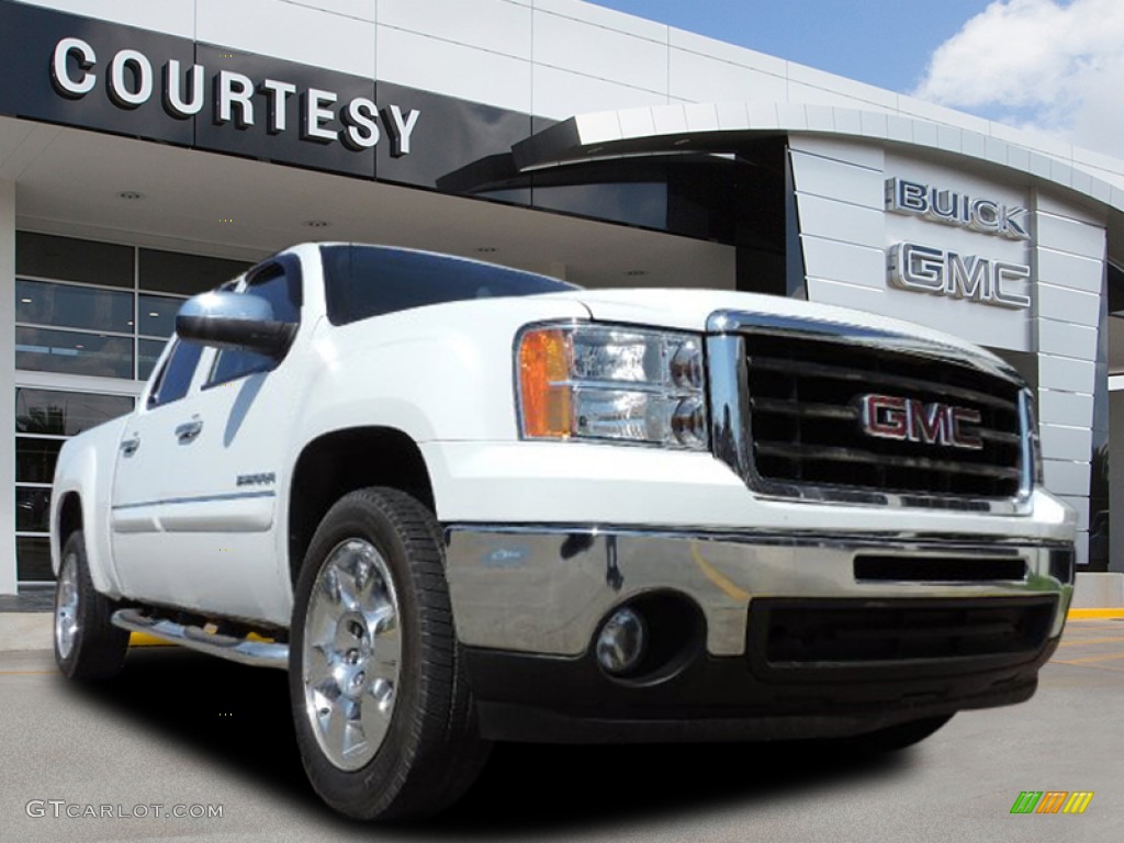 2010 Sierra 1500 SLE Crew Cab - Summit White / Ebony photo #1