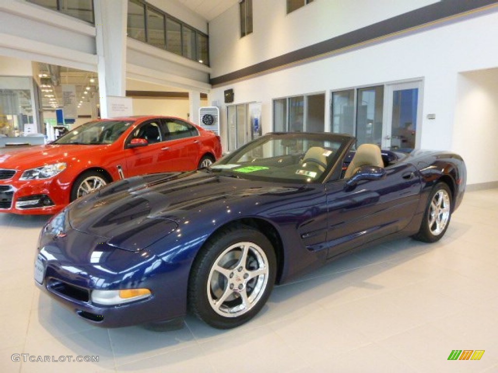 2001 Corvette Convertible - Navy Blue Metallic / Light Oak photo #1