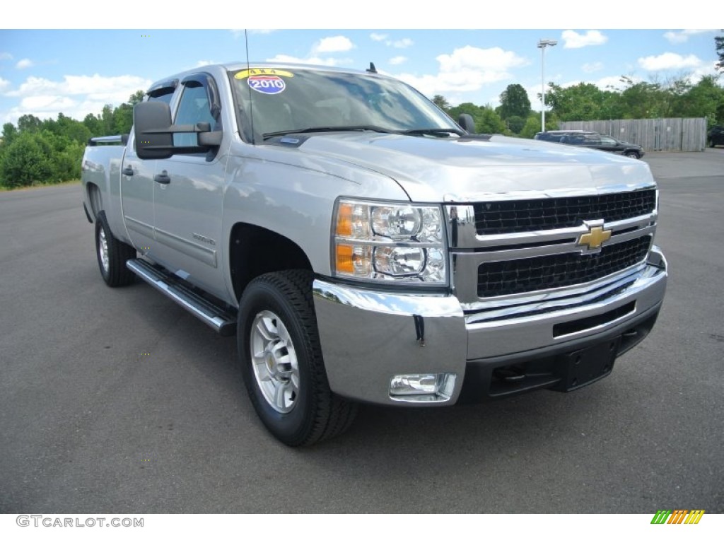 2010 Silverado 2500HD LT Crew Cab 4x4 - Sheer Silver Metallic / Light Titanium/Ebony photo #1