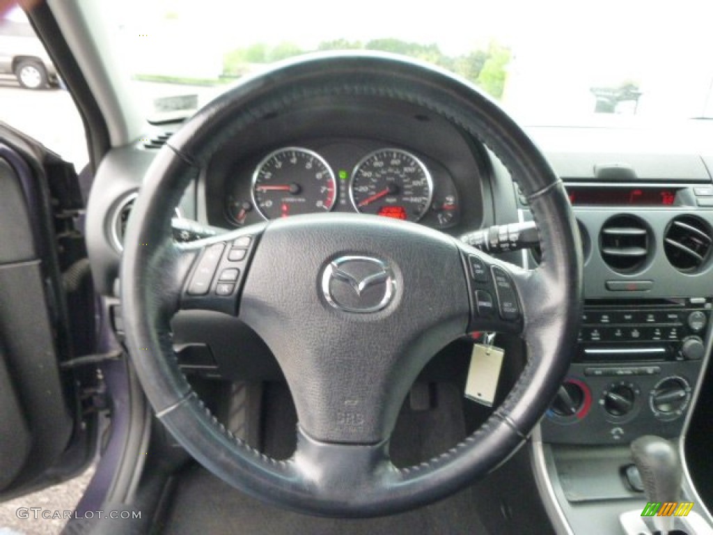 2007 Mazda MAZDA6 s Sport Sedan Black Steering Wheel Photo #93571776