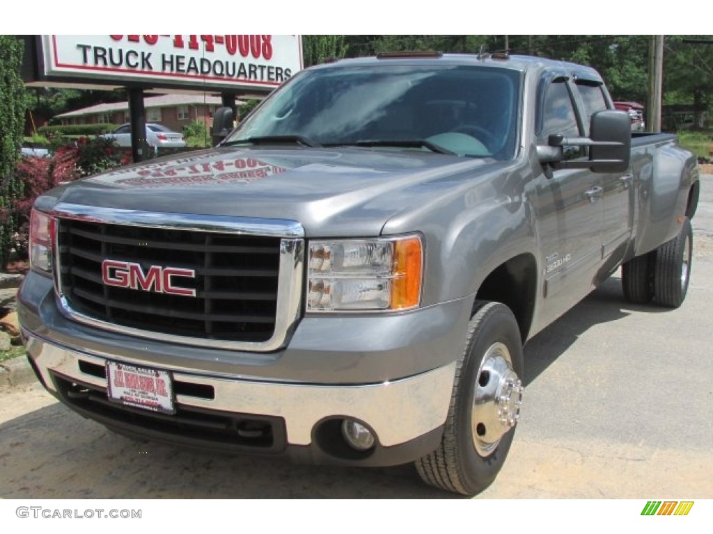 2008 Sierra 3500HD SLT Crew Cab 4x4 Dually - Silver Birch Metallic / Very Dark Cashmere/Light Cashmere photo #1